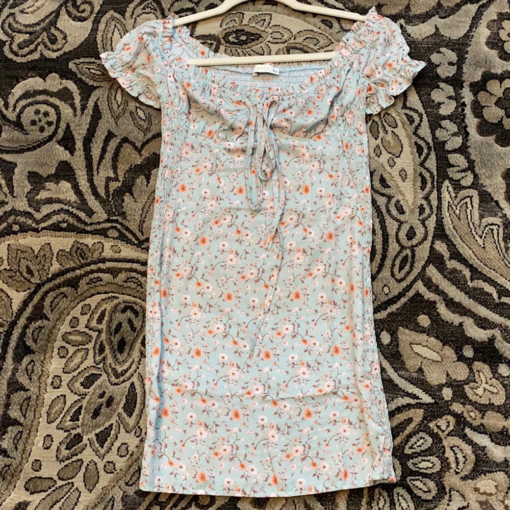 Light blue w/ flowers